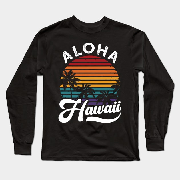 Aloha Hawaii T-Shirt Retro Vintage Sunset Long Sleeve T-Shirt by ghsp